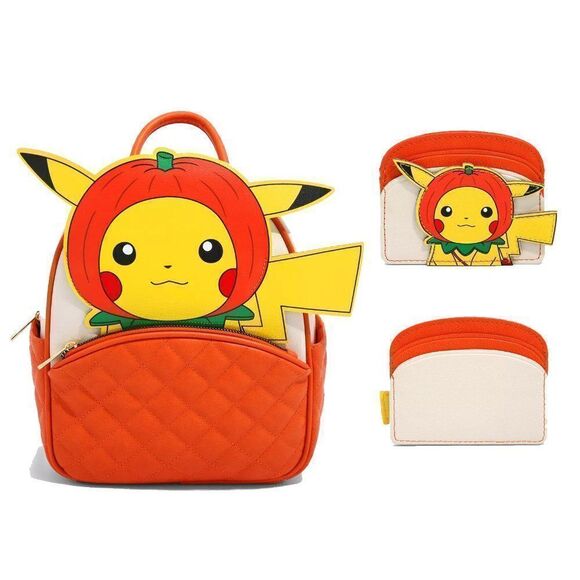 Pokémon Pumpkin Pikachu Mini Backpack + Cardholder SET - Picture 1 of 1